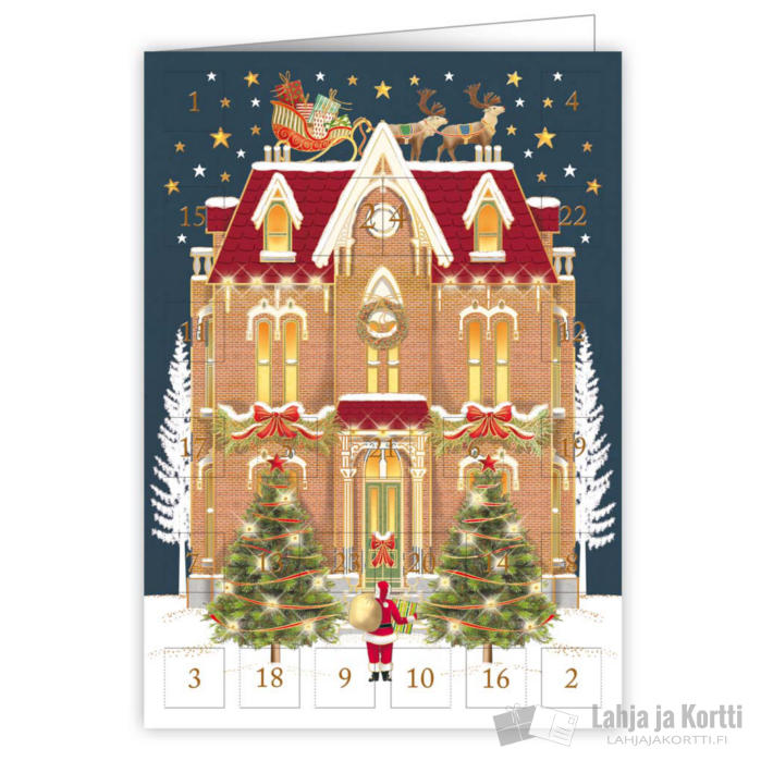 Joulukalenteri Kortti Quire Christmas Decorated home